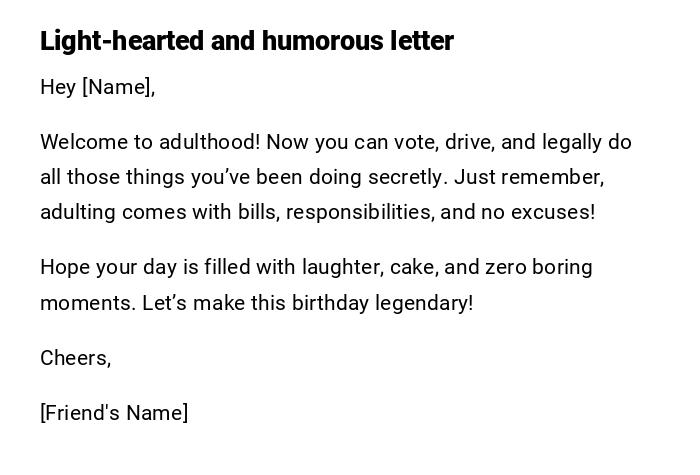 Light-hearted and humorous letter