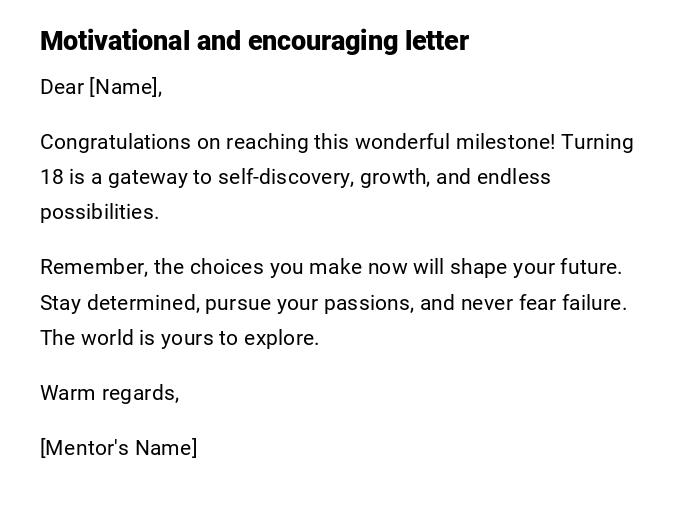 Motivational and encouraging letter