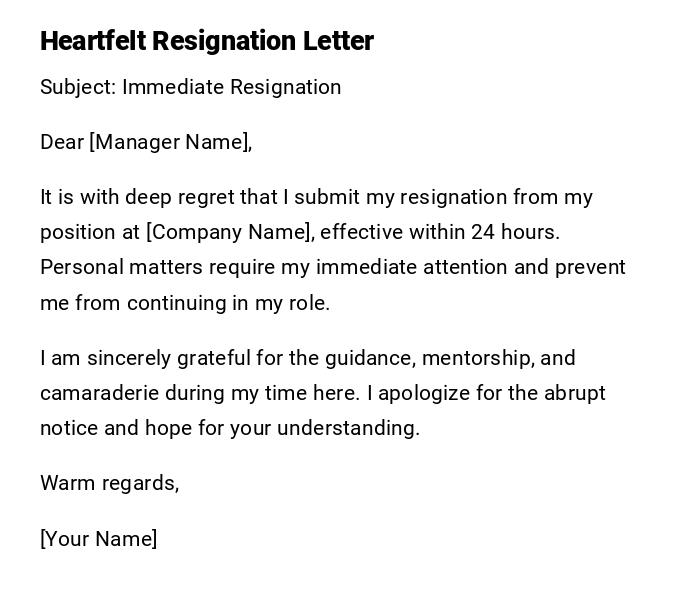 Heartfelt Resignation Letter