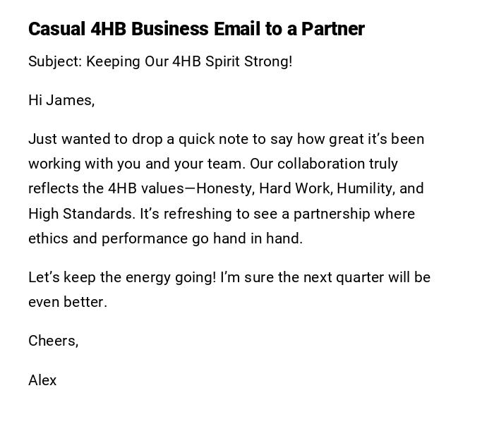 Casual 4HB Business Email to a Partner