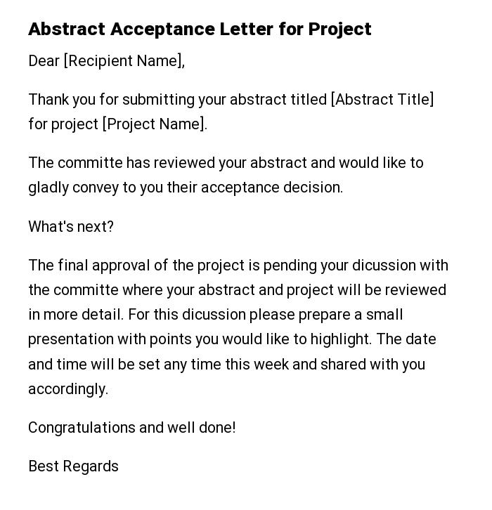 Abstract Acceptance Letter for Project