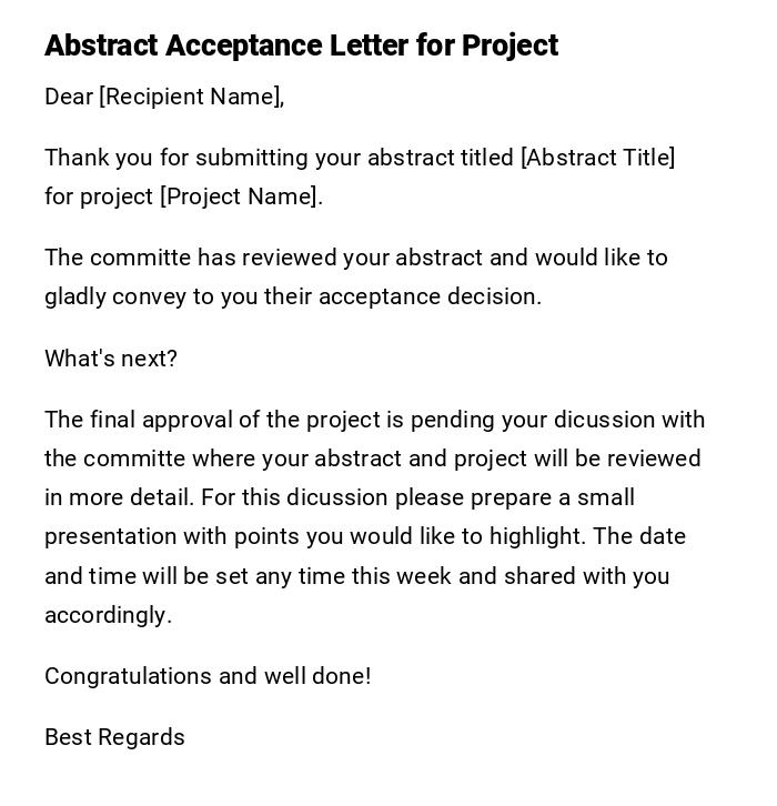 Abstract Acceptance Letter for Project