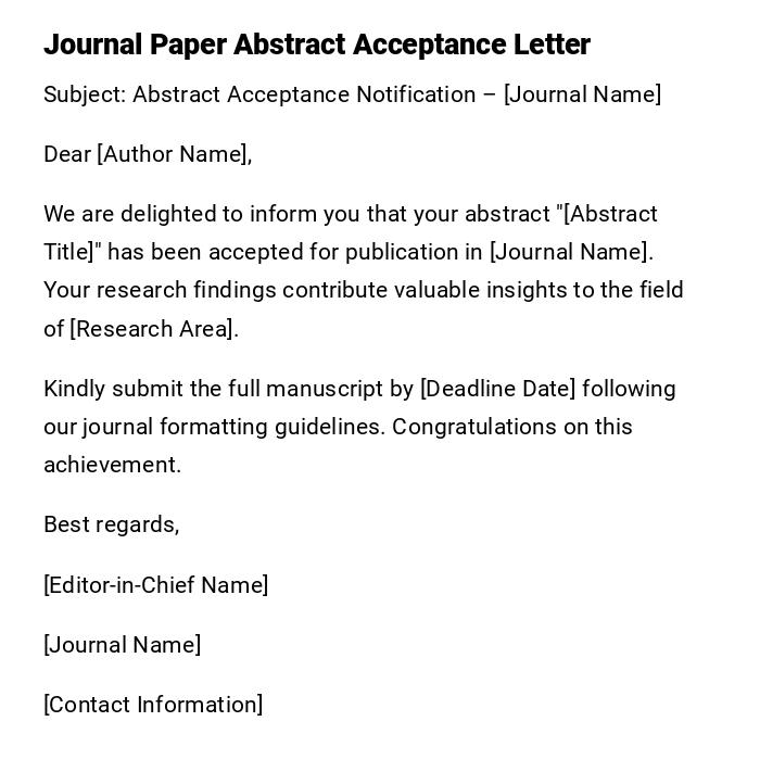 Journal Paper Abstract Acceptance Letter Journal Paper Abstract Acceptance Letter