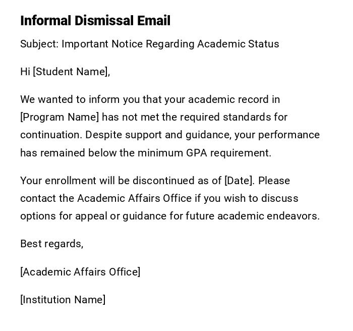 Informal Dismissal Email