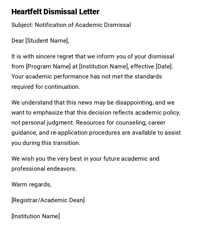 Heartfelt Dismissal Letter