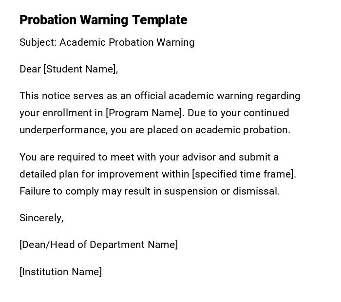 Probation Warning Template