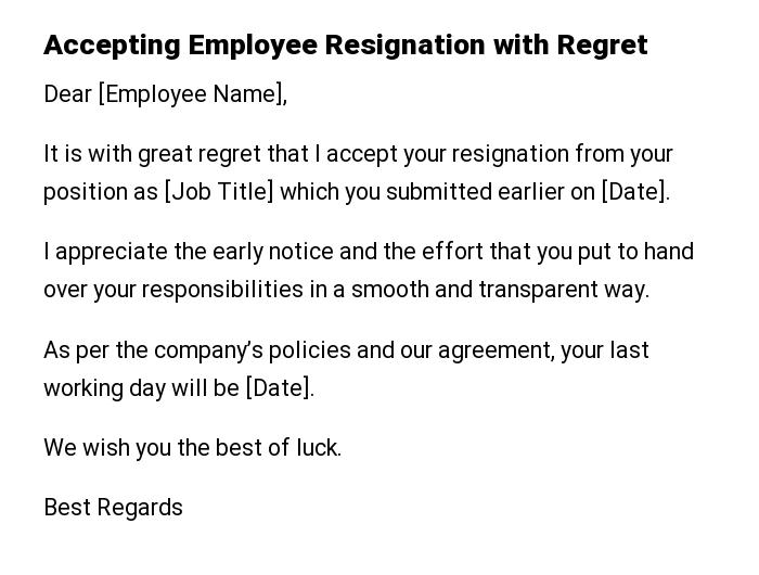Accepting Employee Resignation with Regret