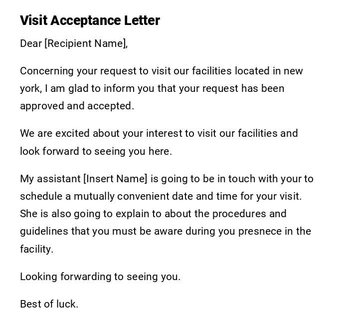 Visit Acceptance Letter