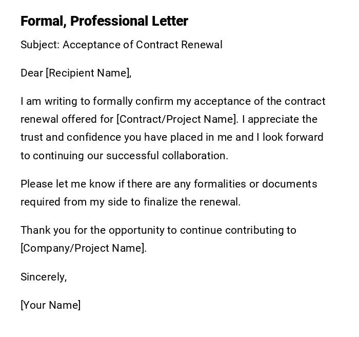 Formal, Professional Letter