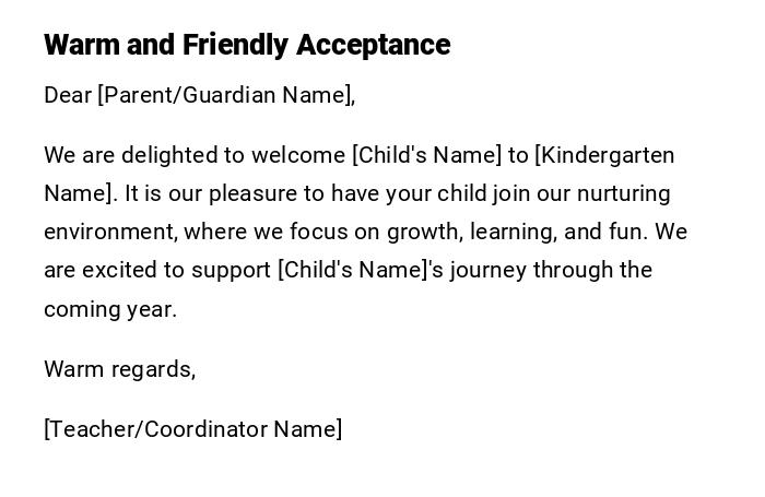 Warm and Friendly Acceptance Warm and Friendly Acceptance