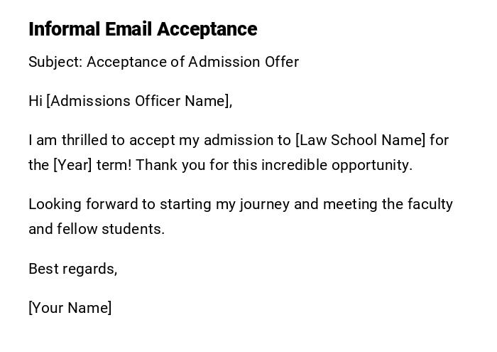 Informal Email Acceptance Informal Email Acceptance