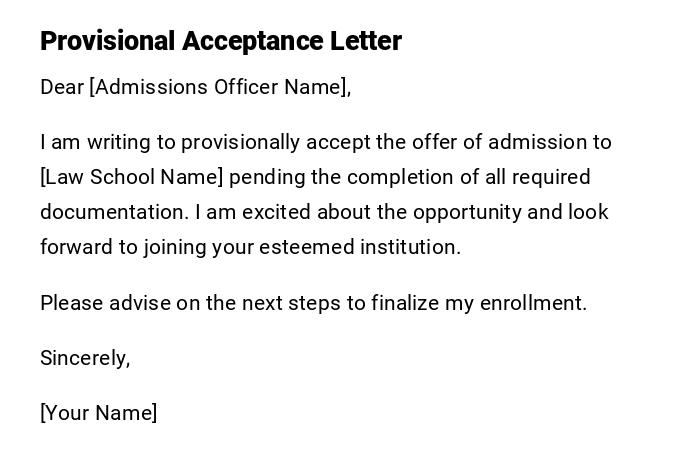 Provisional Acceptance Letter Provisional Acceptance Letter
