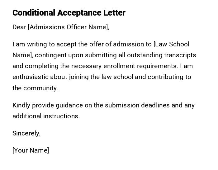 Conditional Acceptance Letter Conditional Acceptance Letter