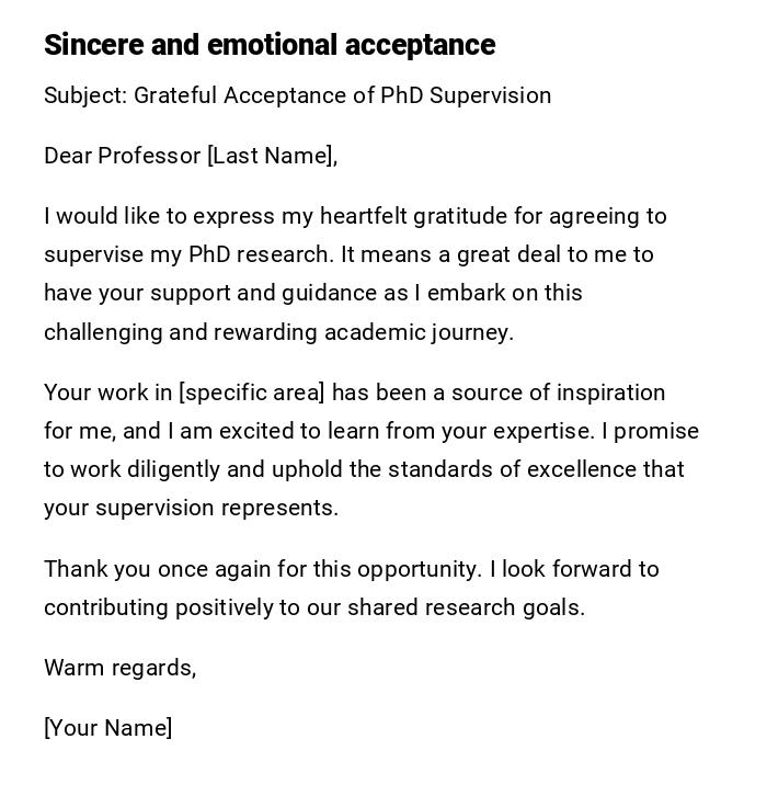 Sincere and emotional acceptance Sincere and emotional acceptance