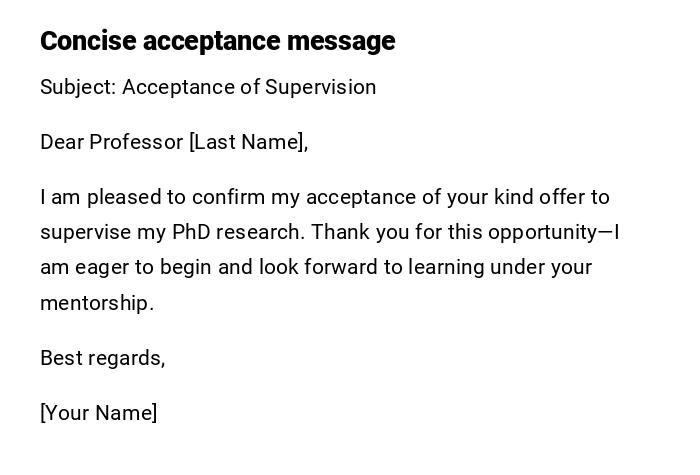 Concise acceptance message Concise acceptance message