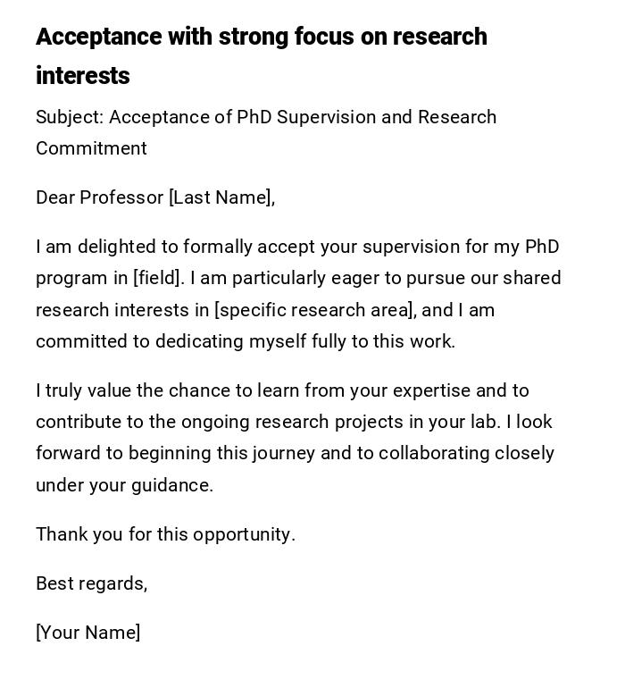 Acceptance with strong focus on research interests Acceptance with strong focus on research interests