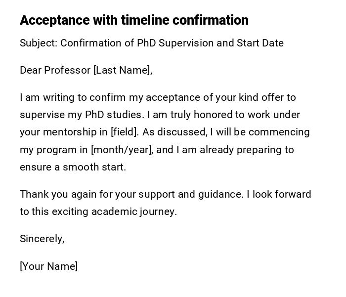 Acceptance with timeline confirmation Acceptance with timeline confirmation