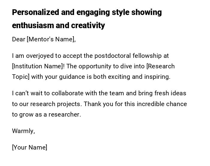 Personalized and engaging style showing enthusiasm and creativity Personalized and engaging style showing enthusiasm and creativity