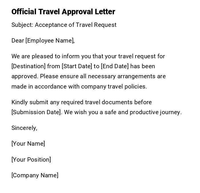 Official Travel Approval Letter