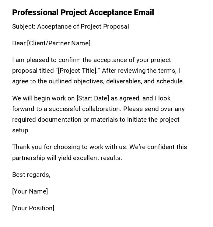 Professional Project Acceptance Email Professional Project Acceptance Email