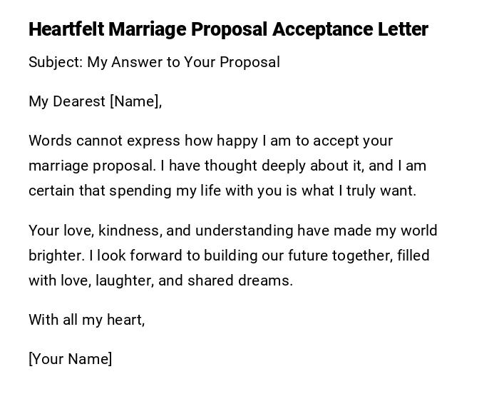 Heartfelt Marriage Proposal Acceptance Letter Heartfelt Marriage Proposal Acceptance Letter