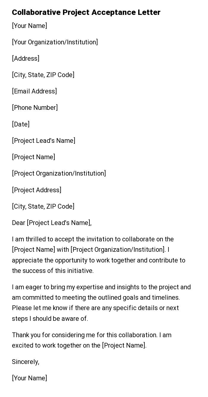 Collaborative Project Acceptance Letter