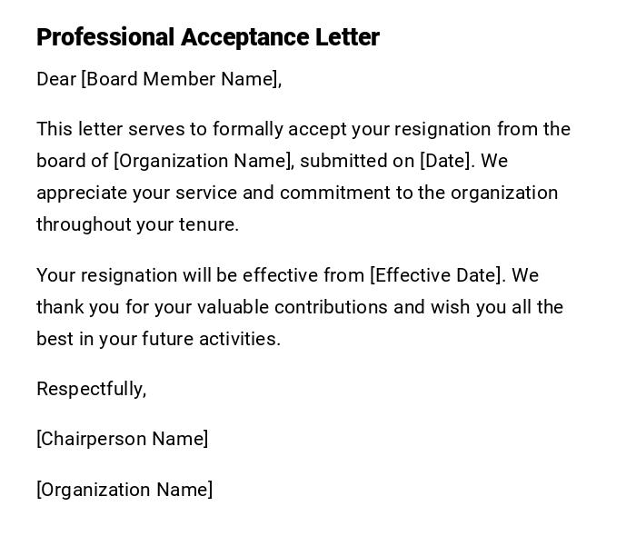 Professional Acceptance Letter Professional Acceptance Letter