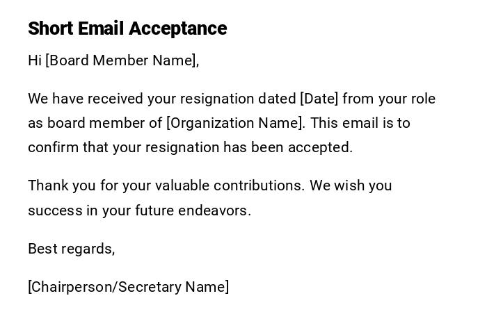 Short Email Acceptance Short Email Acceptance