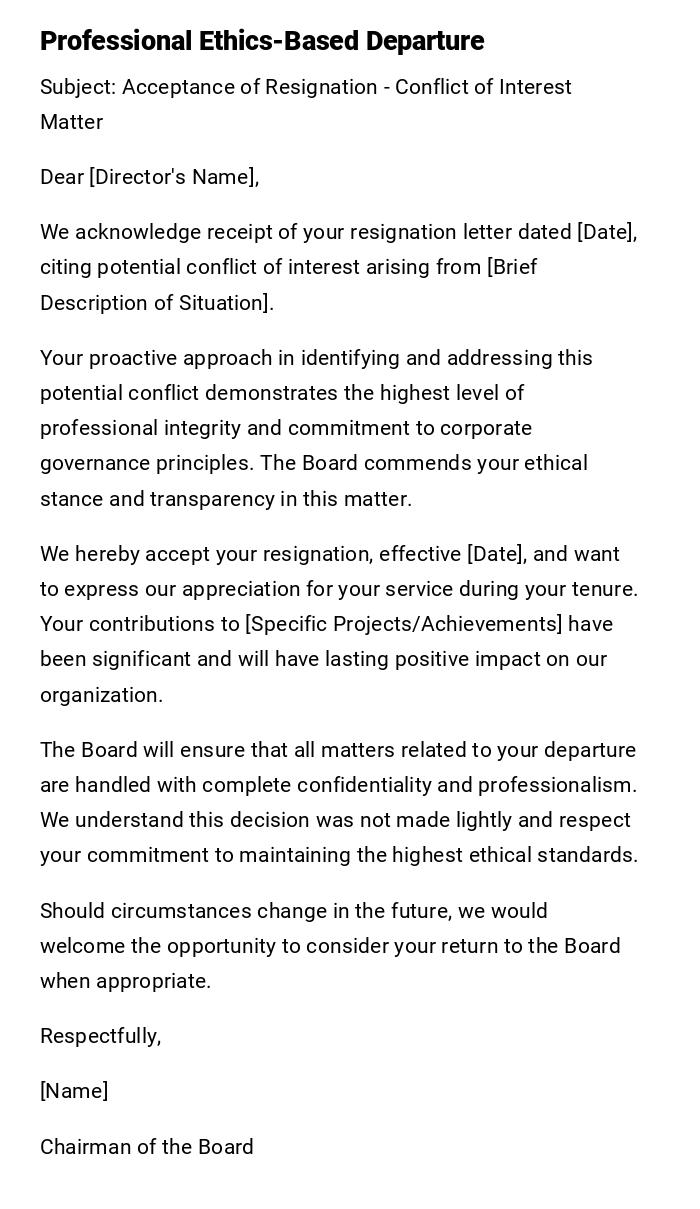 Professional Ethics-Based Departure Professional Ethics-Based Departure