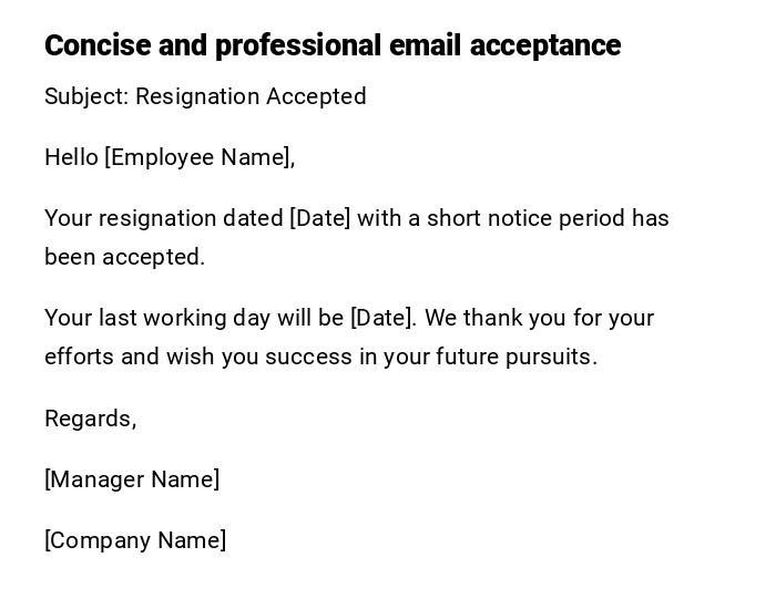Concise and professional email acceptance Concise and professional email acceptance