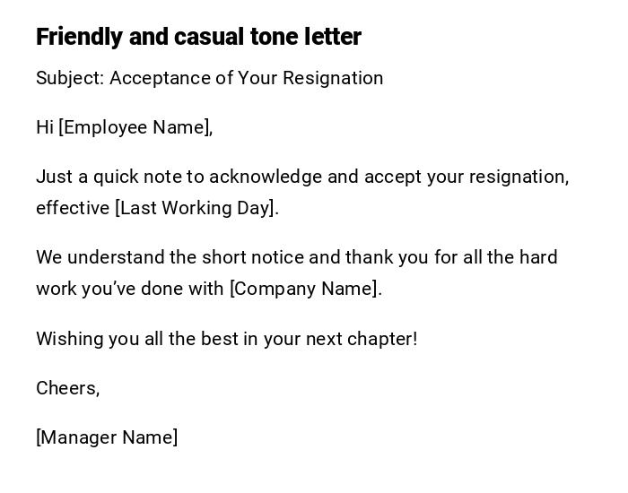 Friendly and casual tone letter Friendly and casual tone letter