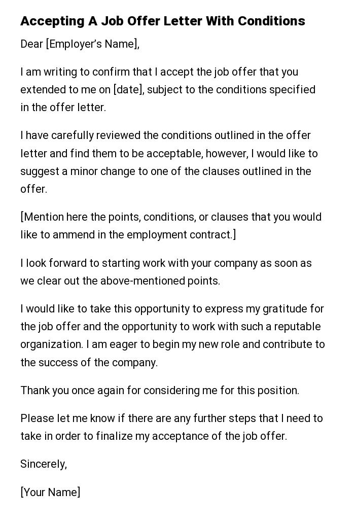 Accepting A Job Offer Letter With Conditions