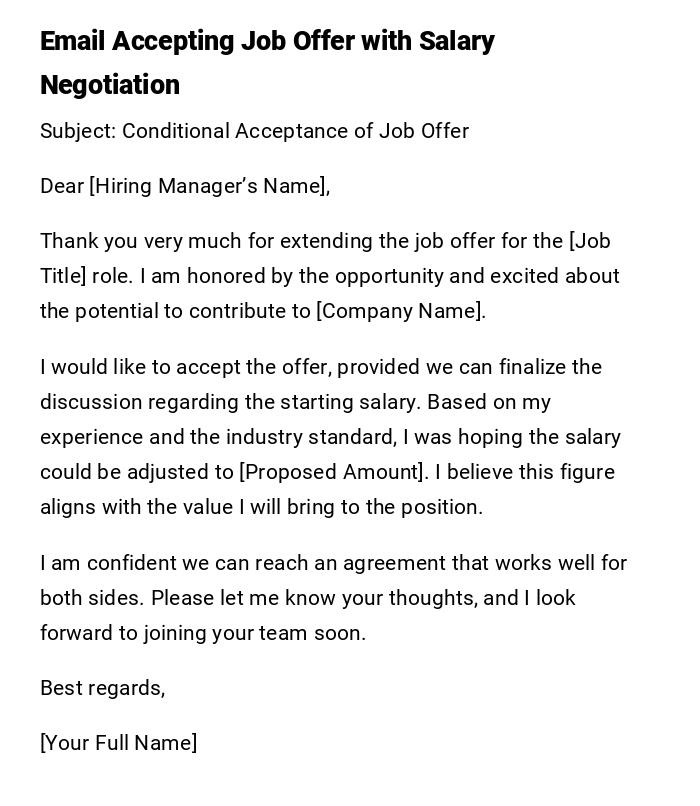 Email Accepting Job Offer with Salary Negotiation Email Accepting Job Offer with Salary Negotiation