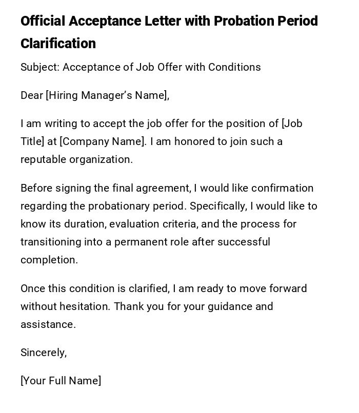 Official Acceptance Letter with Probation Period Clarification Official Acceptance Letter with Probation Period Clarification