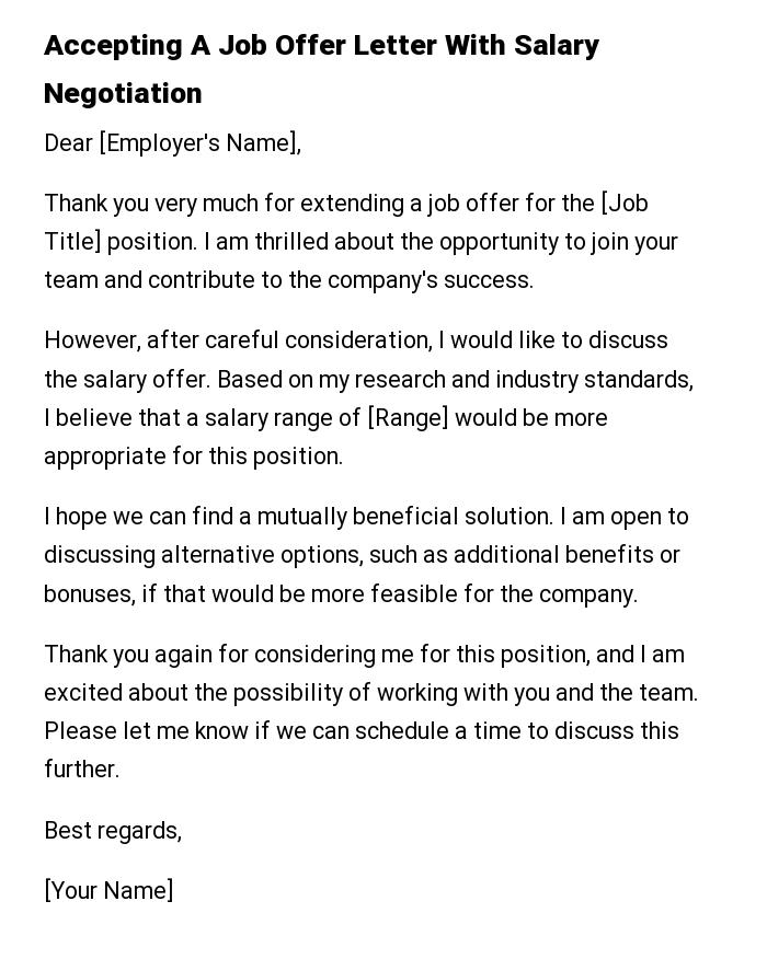 Accepting A Job Offer Letter With Salary Negotiation