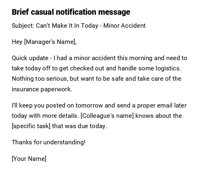 Brief casual notification message Brief casual notification message