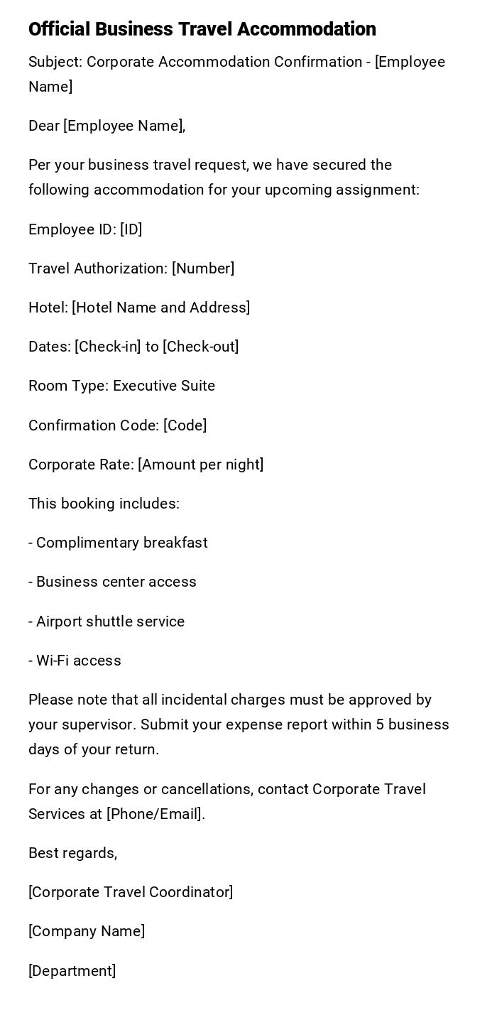 Official Business Travel Accommodation Official Business Travel Accommodation