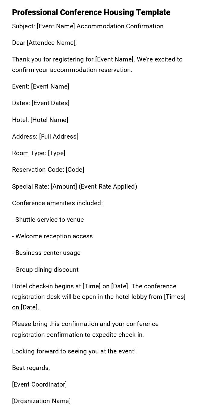 Professional Conference Housing Template Professional Conference Housing Template