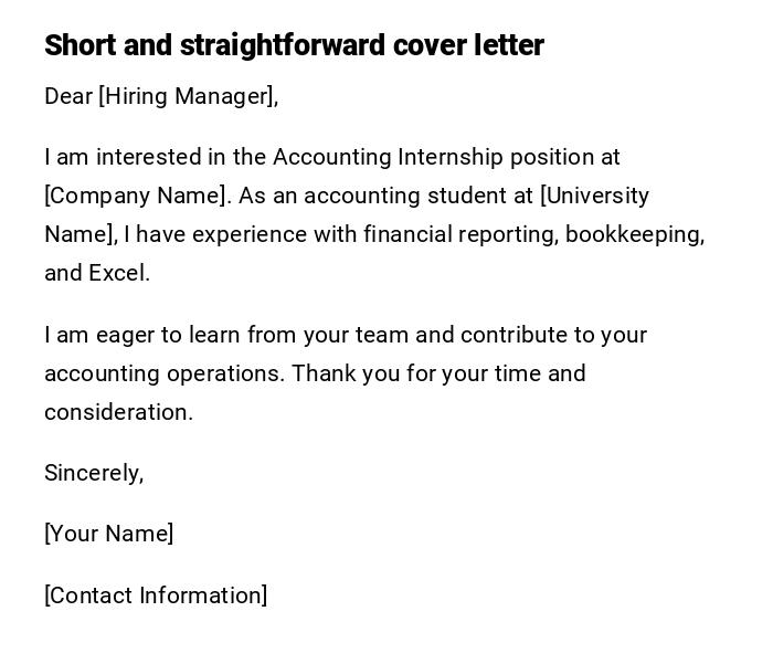 Short and straightforward cover letter Short and straightforward cover letter