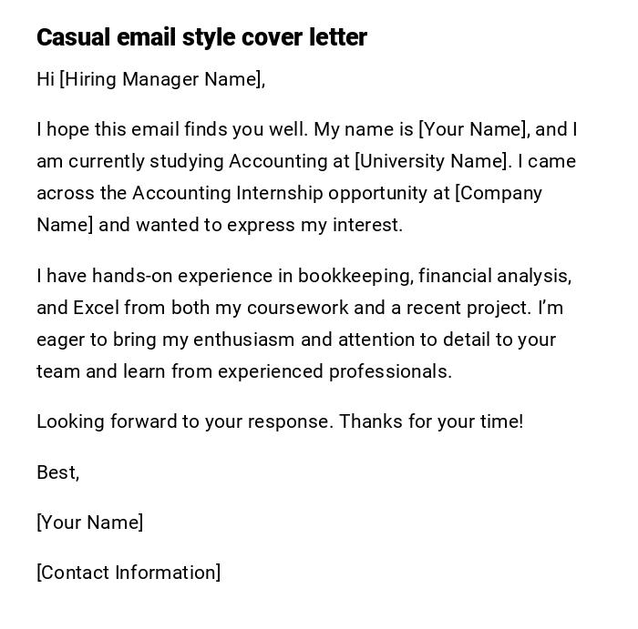 Casual email style cover letter Casual email style cover letter