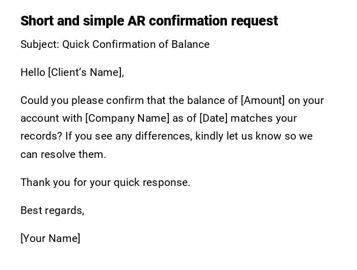 Short and simple AR confirmation request