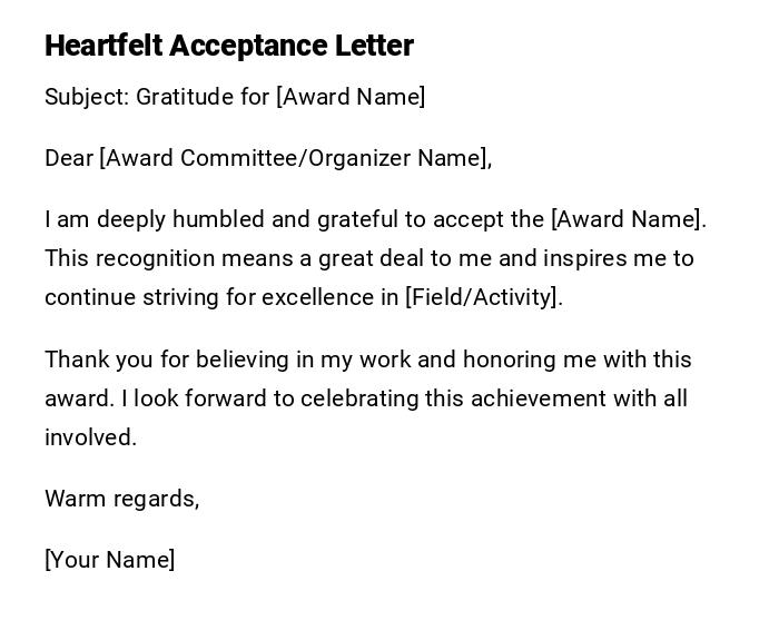 Heartfelt Acceptance Letter Heartfelt Acceptance Letter