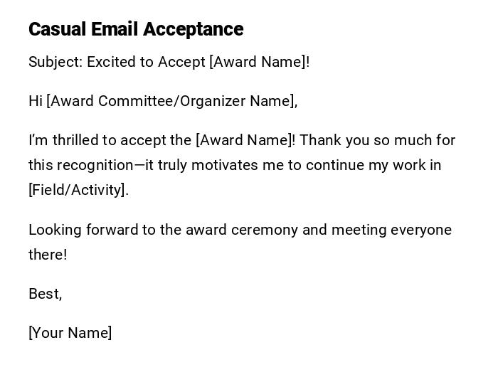 Casual Email Acceptance Casual Email Acceptance