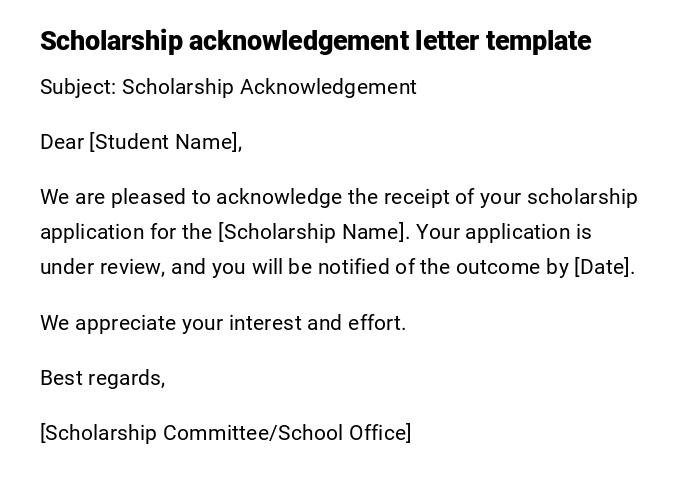 Scholarship acknowledgement letter template Scholarship acknowledgement letter template