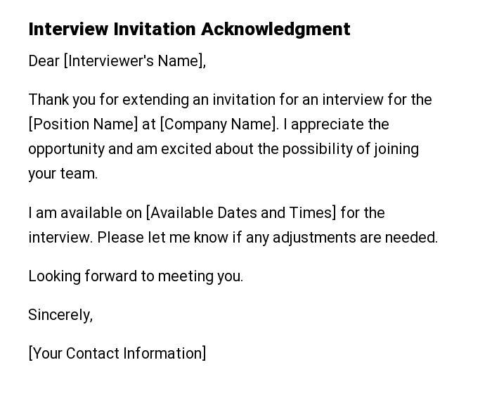 Interview Invitation Acknowledgment