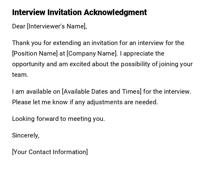 Interview Invitation Acknowledgment