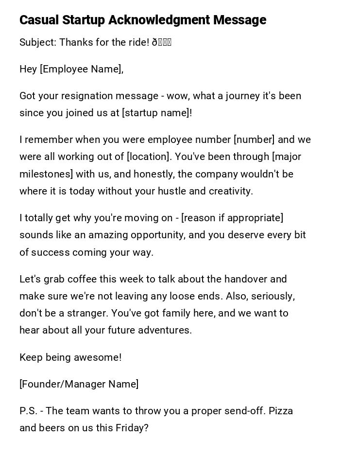 Casual Startup Acknowledgment Message