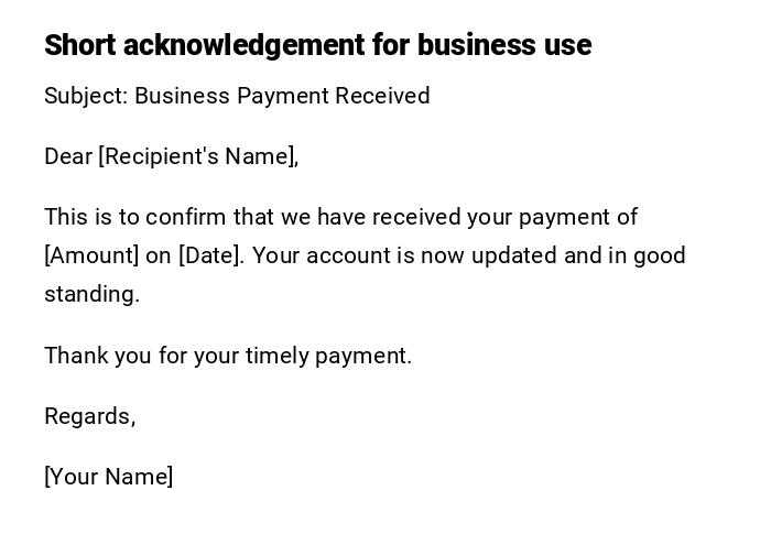 Short acknowledgement for business use