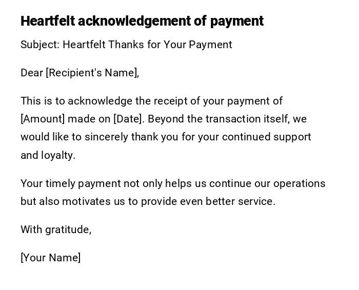 Heartfelt acknowledgement of payment