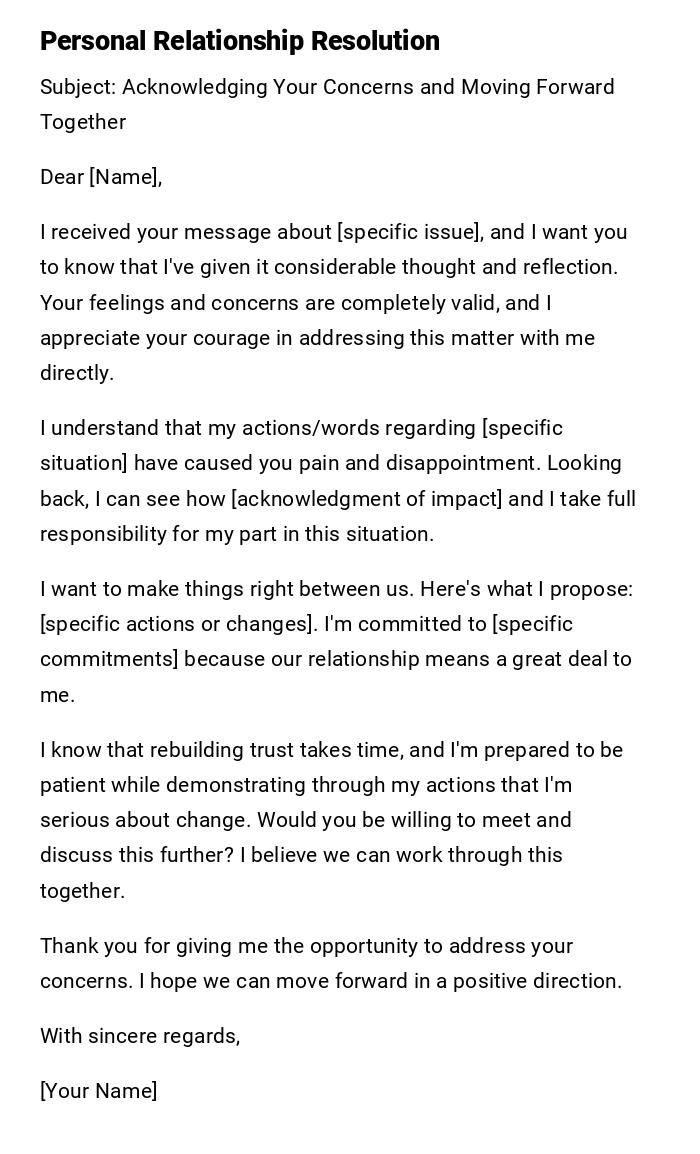 Personal Relationship Resolution Personal Relationship Resolution